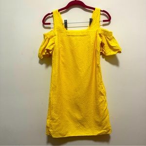 Yellow cold shoulder mini dress Jcrew xs